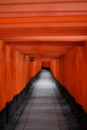 empty tunnel between red walls